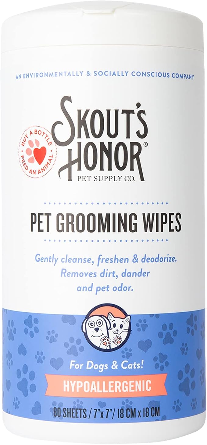 SKOUT'S HONOR Pet Grooming Wipes, Plant-Based, 80 Count