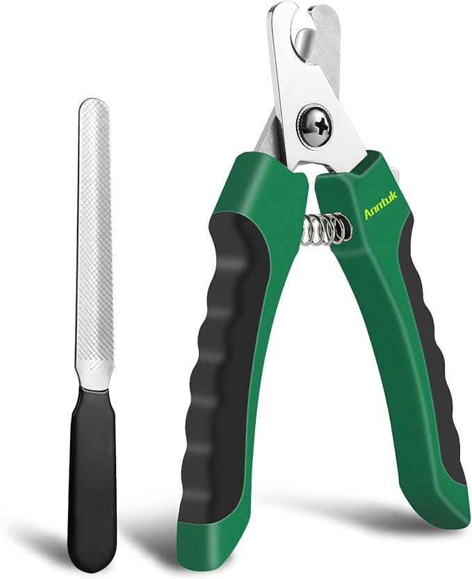 Ergonomic Dog Nail Clippers with Nail File, Green