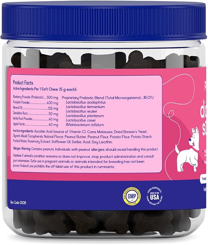 PupGrade Digestive Support for Dogs, Peanut Butter Flavor - 60 Soft Chews