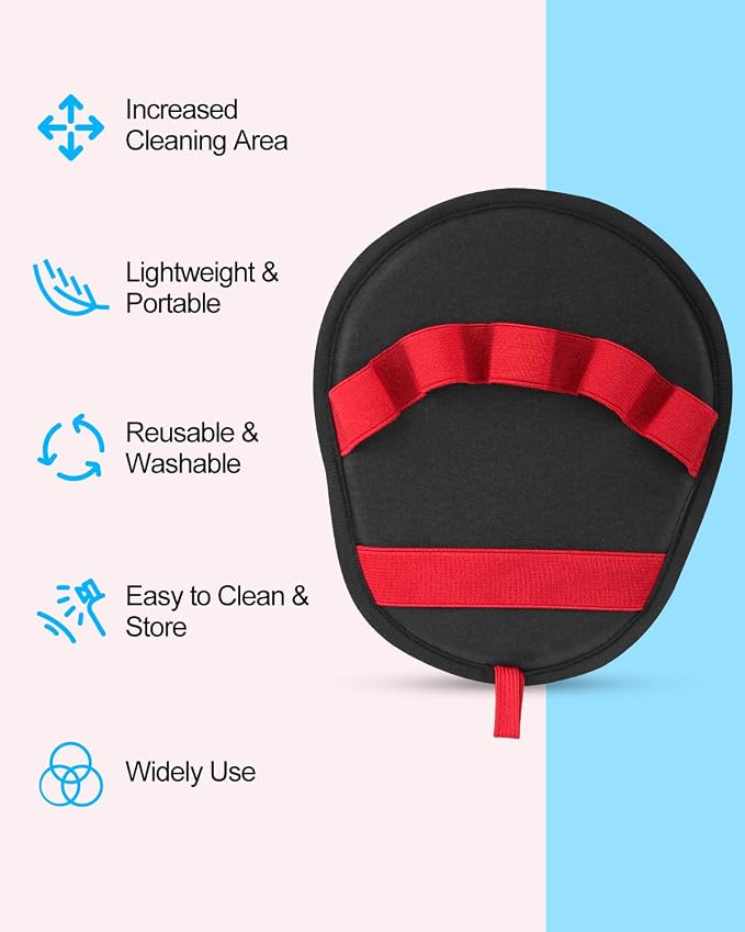 Pet Hair Removal Glove，Five-Finger Design Electrostatic Magic Brush Pet Hair Remover, Reusable Grooming Gloves, Cat & Dog Hair Tool for Carpet, Couch, Furniture and Clothing (Red)