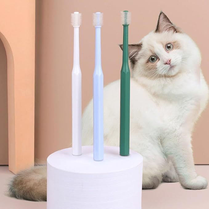 POPETPOP 2 Pack Dog Toothbrush for Small Dogs and Cats Manual Pet Oral Cleaner with Soft Silicone Bristles and Non-Slip Handle for Effective Teeth Cleaning and Massage