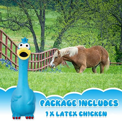 Hungdao 1 Pcs Horse Toys Latex Squeaky Squeeze Chicken Squeak Turkey Balls for Play Fake Screaming Chicken Toys for Horses Soccer Ball for Reduce Separation Anxiety Noise Maker (Blue)