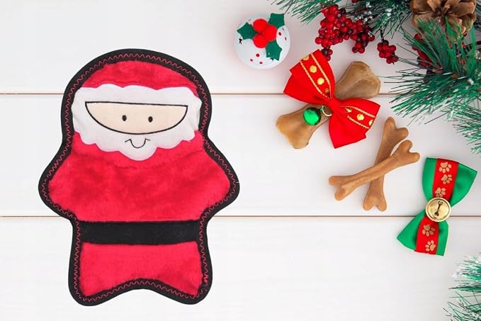 ZippyPaws - Holiday Z-Stitch Extra Tough No Stuffing Plush Dog Toy with Squeaker, Santa