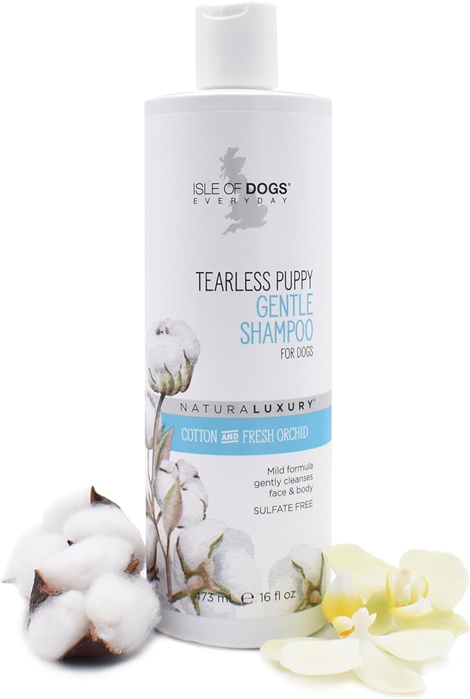 Isle of Dogs - Everyday Natural Luxury Tearless Puppy Shampoo - Cotton + Fresh Orchid - Sulfate & Paraben Free Formula - Gentle Pet Shampoo For Dogs Of All Ages & Coat Types - Made in the USA - 16 Oz