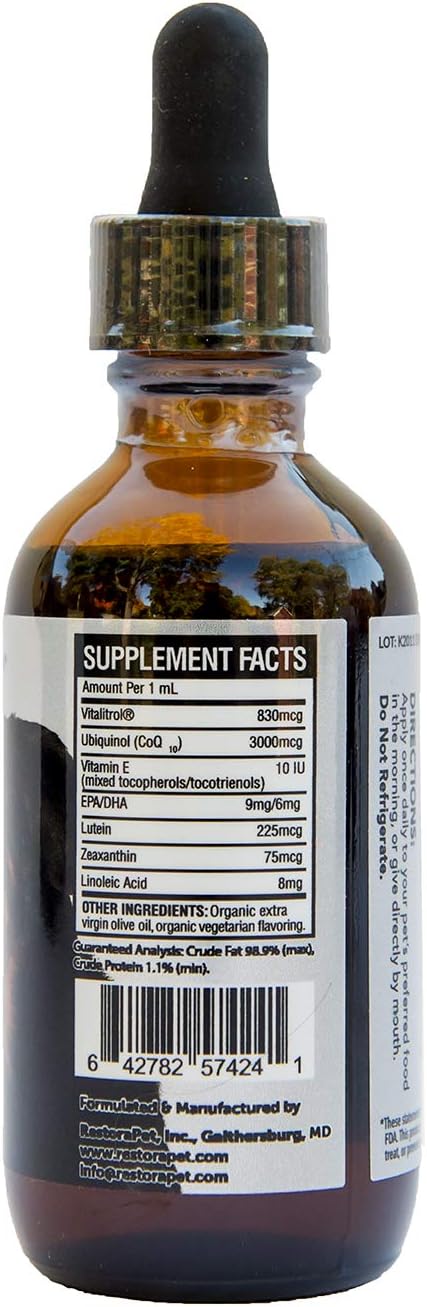 RestoraPet 1-Pack Dog & Cat Bacon Liquid Multivitamin | Dog Arthritis Pain Relief | Hip & Joint Vitamins for Dogs - Anti Inflammatory Supplement for Dogs & Cats | Plant-Based, Non-GMO, Vet Approved