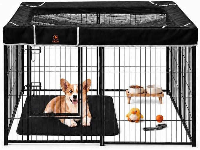 PJYuCien Rectangle Playpen Top Cover- Stabilize The Dog Play Pen, Fits 8 Panels 24" Width Metal Dog Playpen -48"x48" Assembly Size Playpen Cover (Only Cover)