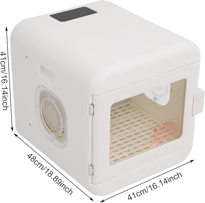 60L Pet Grooming Dryer Box Ultra Quiet Pet Hair Dryer, Fully Automatic with Smart Temperature Control, 360° Efficient Airflow, Ideal Cat and Dog Drying Box for Small Pets, White