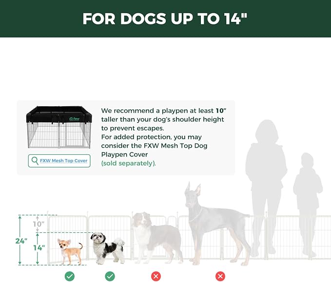 FXW Rollick Unleashed Dog Playpen, 24in, 8 Panels, Small/Puppy, White