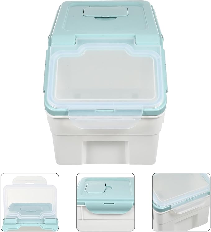 Abaodam Sealed Pet Food Storage Bucket with Airtight Lid Nordic Blue Small Dog Food, Small, Blue