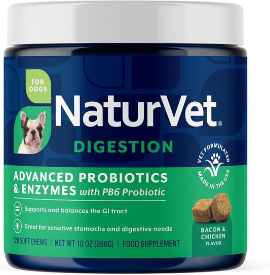 NaturVet Advanced Probiotics & Enzymes Chews for Dogs - 120ct