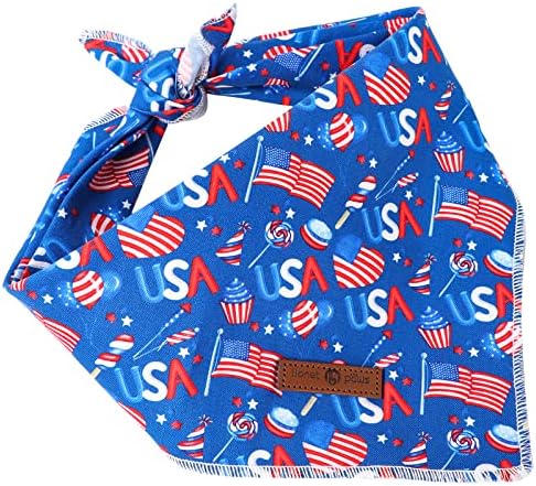 lionet paws Patriotic 4th of July Dog Bandana American Flag for Small Medium Large, Large (Pack of 1), Small