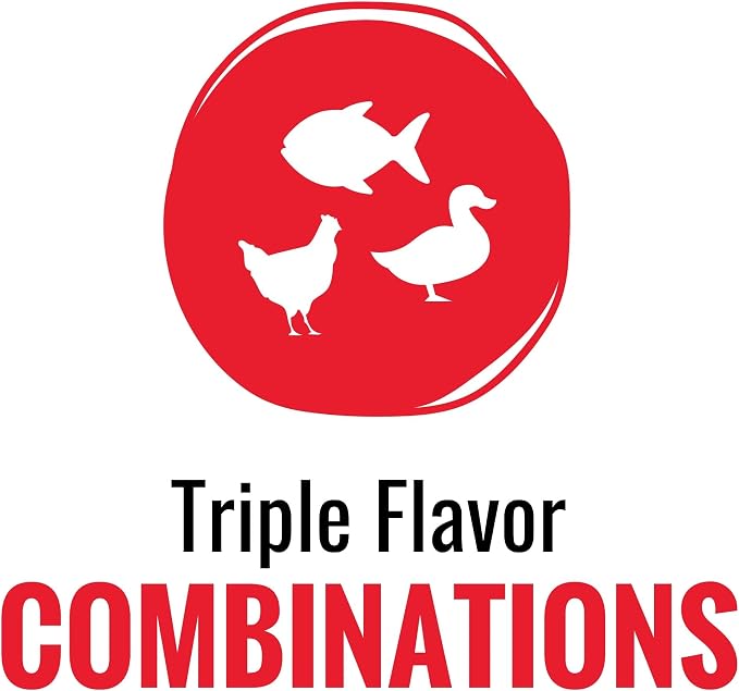 Good 'n' Tasty Triple Flavor Puree Mix-Ins Dog Food Topper Treats for All Dogs, 28 Count, Easy Single-Serve Portions, Added Protein with Tuna, Chicken and Duck