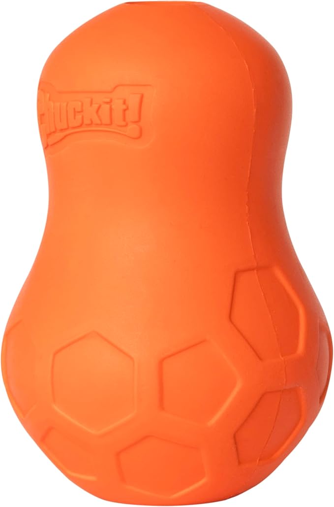 Chuckit! Tumble Teez Dog Treat Puzzle Toy, Medium, Orange – Interactive Tumble‑Shaped Treat & Chew Puzzle Pod for Dogs 20–60 lb – Durable Rubber Fetch Toy with Interior Treat Chamber – Pack of 1