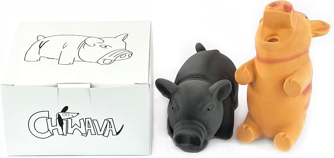 CHIWAVA 2PCS 6.5" Latex Cube Pig Dog Toy for Medium Large Dogs Grunt Sound | Squeeze Squeaky Toys for Interactive Play, Fetch, Indoor & Outdoor Activities
