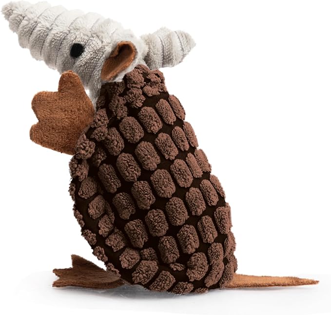 Hollypet Armadillo Squeaky Puppy Dog Toys for Small Medium Dogs, 6" | plush stuffed small dog squeak animal toy with unique grunt squeaker textured fabric for teeth cleaning toys