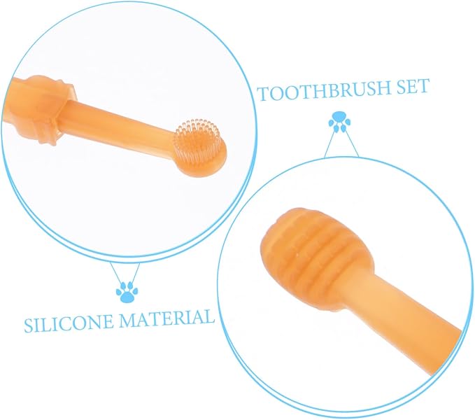 Toyvian Cat and Dog Toothbrush Set Dual Head Silicone Pet Toothbrush for Gentle Cleaning Soft Bristles for Cats and Small Dogs Portable Pet Oral Care Tool