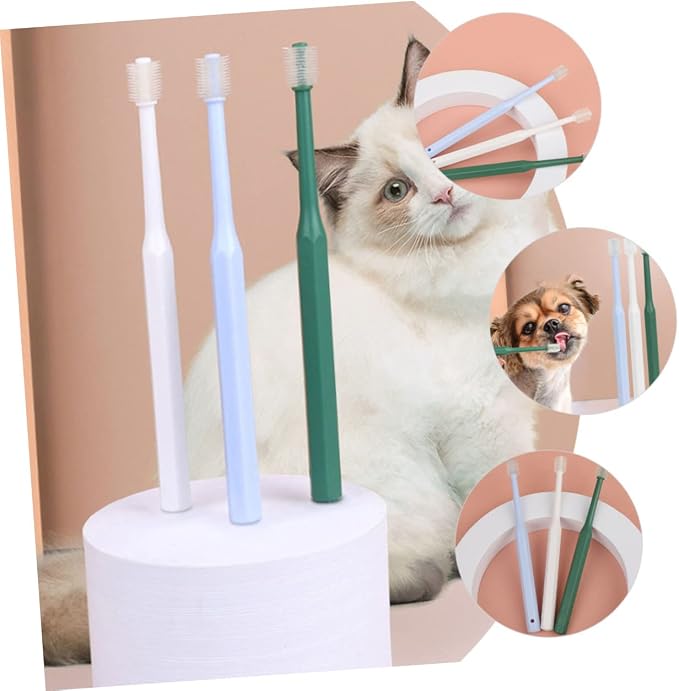 BESPORTBLE 4pcs Pet Toothbrush for Dog Cat Oral Care Lightweight Ergonomic Bristles for Comfortable Cleaning Includes Brushes
