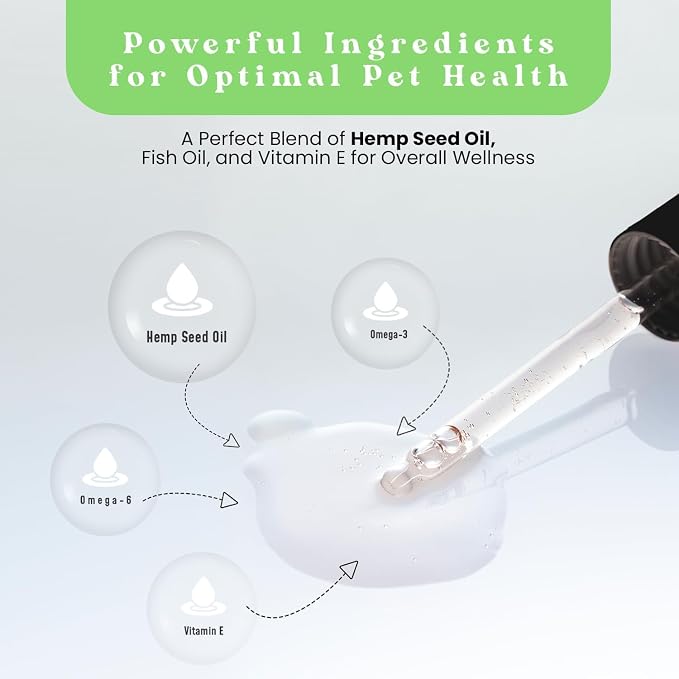 Hemp Oil for Dogs and Cats with Omega 3 & 6, Fish Oil, 2 Pack