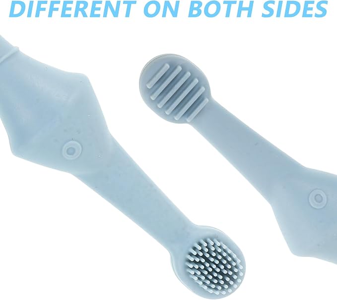 SEWACC 2pcs Silicone Pet Toothbrush Set, Fish-Shaped Finger Toothbrush for Small Dogs and Cats, Soft Puppy Oral Care Brush for at-Home Teeth Cleaning