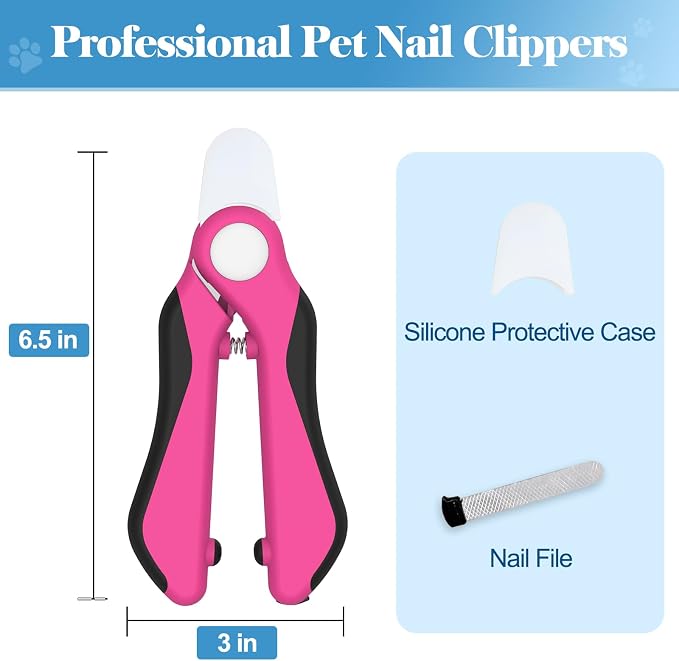 Swihauk Heavy Duty Dog Nail Clippers with Nail File, Pink