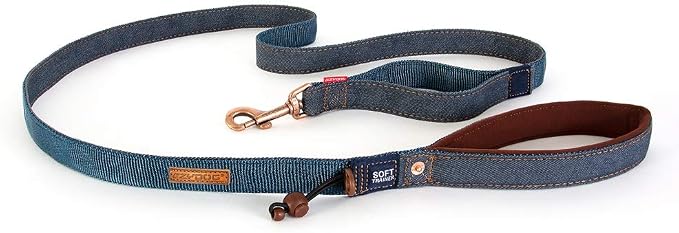 EzyDog Soft Trainer Dog Leash, 6 ft. Leash - 72”, Denim | Traffic Control Handle, Ideal for Dogs over 26 lbs., 1" Wide Soft Touch Webbing, Reflective Stitching, Accessory Attachment,