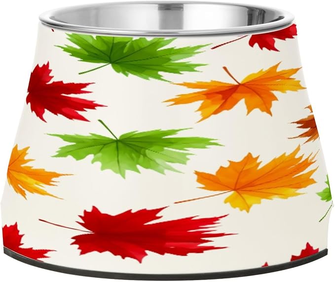 Blueangle Elevated Dog Bowls with Stainless Steel - Non-Slip 2.3 Cup High Capacity Pet Dish for Spinal Health & Bow Pumpkin Design（275）