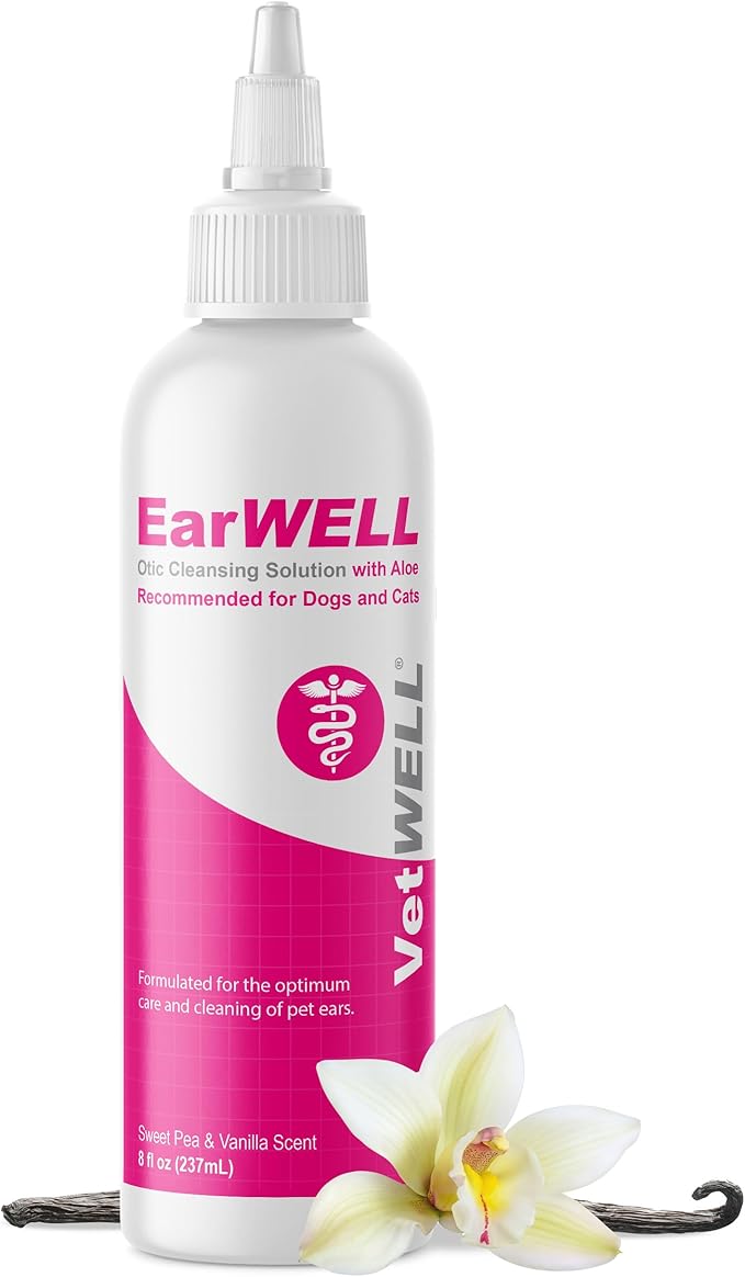 VetWELL Ear Cleaner for Dogs and Cats, 8 oz, Sweet Pea Vanilla