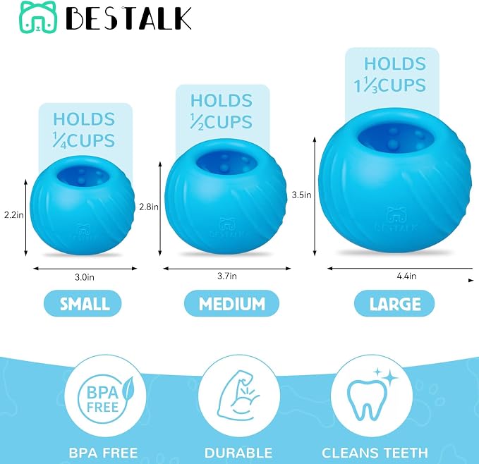 Long-Lasting Dog Lick Toy, Wobbly Dog Enrichment Lick Bowl to Keep Dogs Busy, Interactive Stuffable Dog Treat Feeder for Boredom, Silicone Treat Dispensing Chew Toy(Light Blue,M)