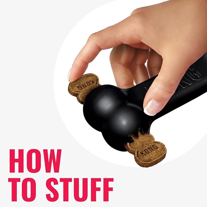 KONG Extreme Goodie Bone, Durable Natural Rubber, Black, for Large Dogs | Made from KONG's Most Durable Natural Rubber for Power Chewers, with Goodie Gripper Ends That Hold Treats