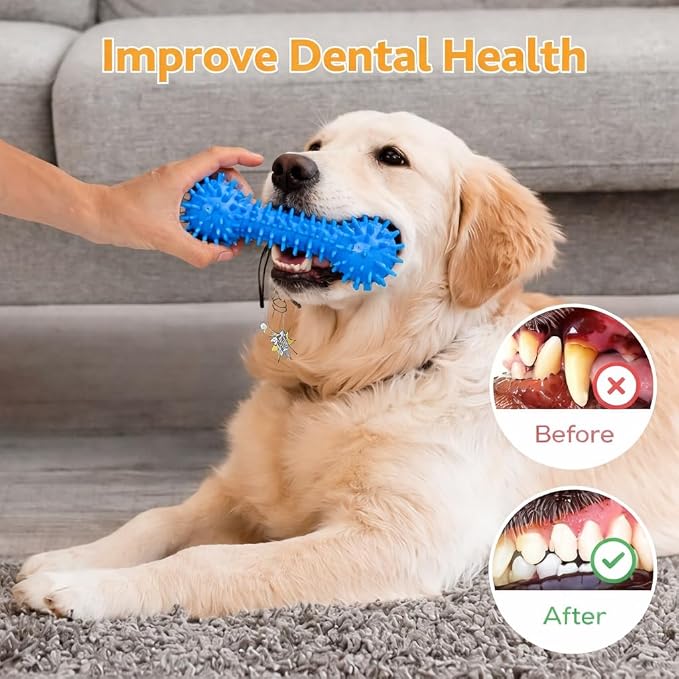 GILL&SONS Bone Toys Tug Dogs Toothbrush, Chewable Dogs Toy,Squeaky Interactive,Synthetic Rubber(Silicone) Non-Toxic,Durable for Dental Oral Care,Bones-hape Toothbrush & Toys for All Dogs Breeds.