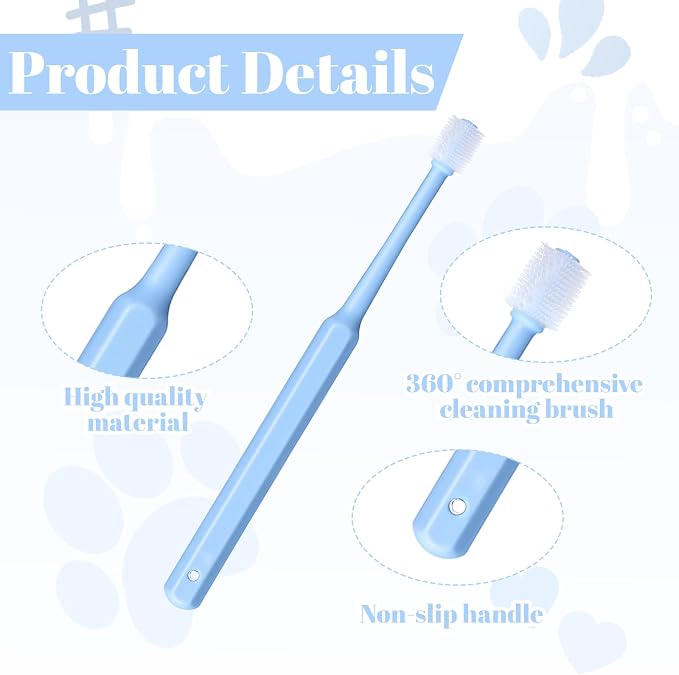 Yuanchu WJIAAA Small Cat Dog Toothbrush, 3 Pack 360 Degree Soft Silicone Pet Toothbrush Cat Dental Care Dog Oral Hygiene Deep Cleaning Pet Teeth Clean Kit