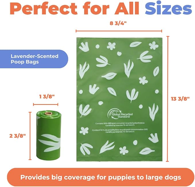 Best Pet Supplies Dog Poop Bags for Waste Refuse Cleanup, Doggy Roll Replacements for Outdoor Puppy Walking and Travel, Leak Proof and Tear Resistant, Thick Plastic - Green (Scented), 300 Bags