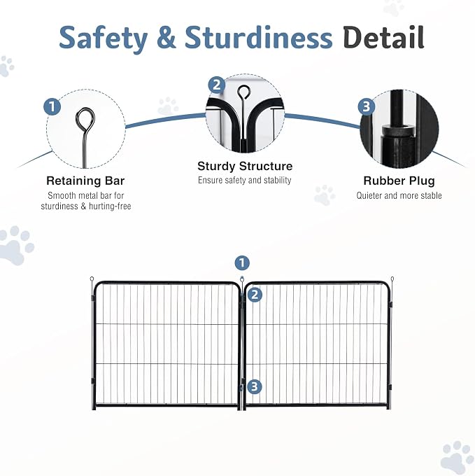 DUMOS Dog Playpen Indoor/Outdoor, Metal, 32in, 2 Panels, Foldable with Door