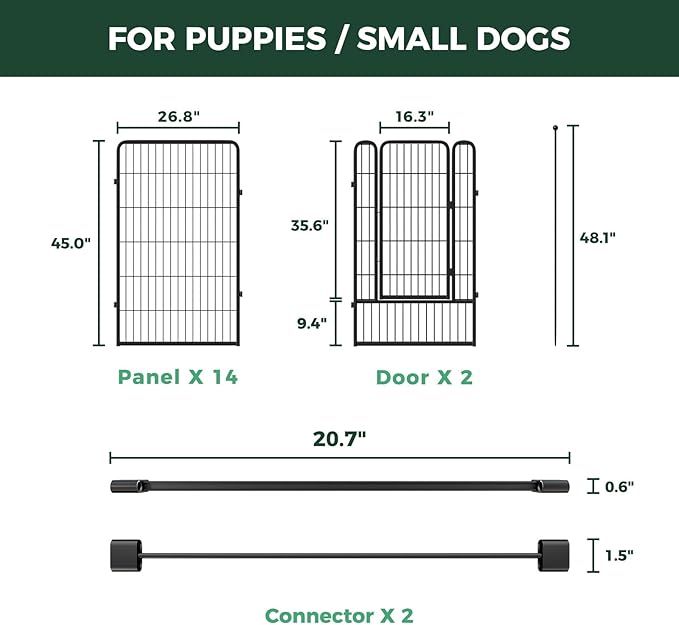 FXW Rollick Unleashed Dog Playpen, 45in, 16 Panels with Connectors, 2-Pack, Large