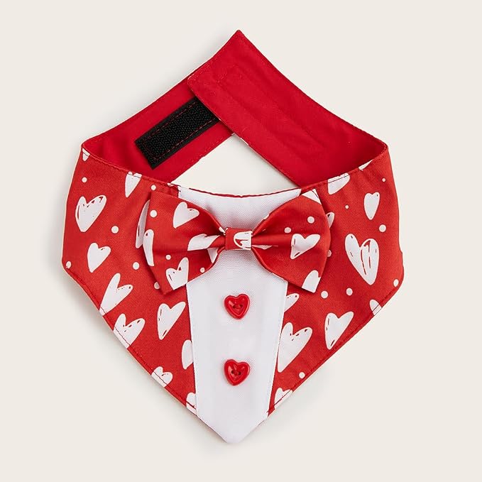 Valentine Dog Tuxedo Bandana with Bow Tie, Medium, XS