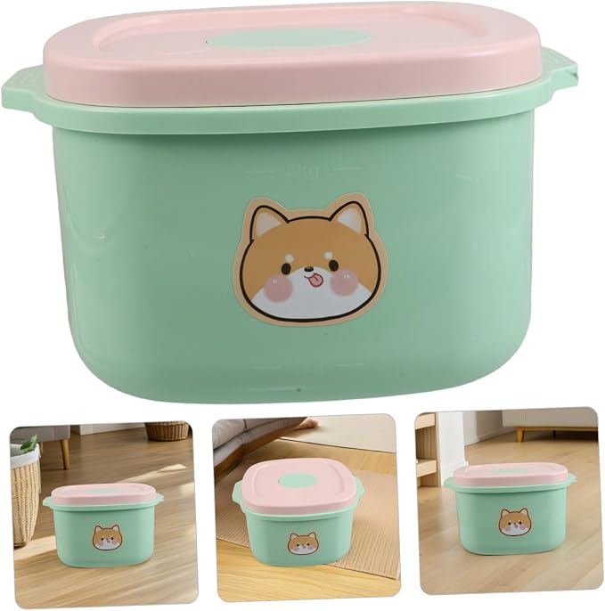 COLLBATH Pet Food Storage Barrel with Airtight Vacuum Seal Lid Plastic Container for Cat, Light Green