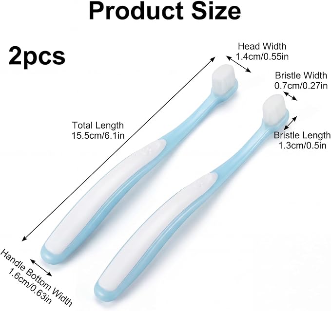 2 Pcs Puppy Toothbrush, Ultra Soft Mini Head Toothbrush for Small Dogs & Soft Dog Toothbrushes, Deep Dental Cleaning for Puppies, Kittens & Tiny Pets (Light Bue)