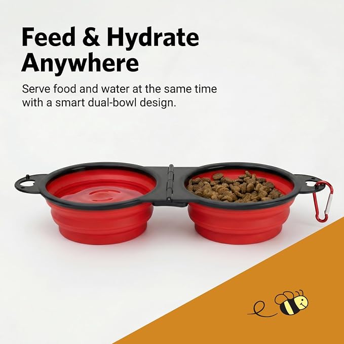 Bee Neat Adjustable Pet Bowl, Red