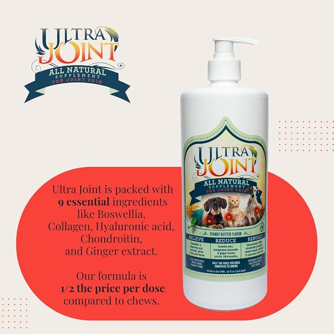 Ultra Joint - Liquid Joint Support Supplement for Dogs, 8 oz Bottle w/Pump