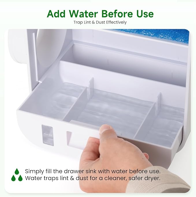 LuckIn 3-in-1 Indoor Dryer Vent Kit for Electric Dryer, Dryer Vent Cleaner Kit with Polyester Filter, 9.8ft Vent Hose and Water Drawer System, Dryer Vent Connector Kit for Apartments, Homes, and RV