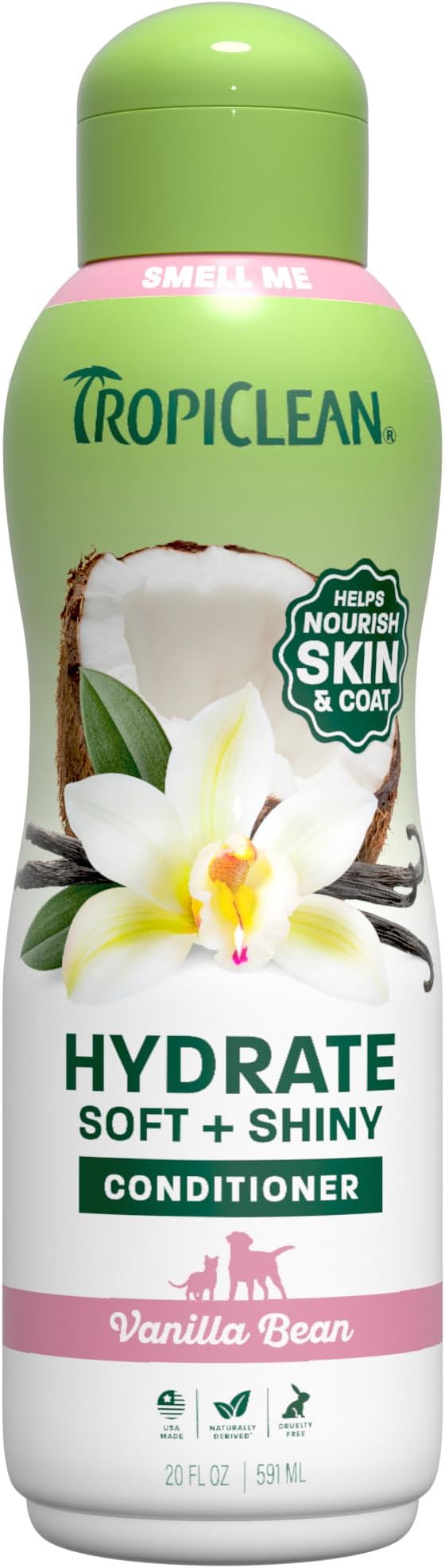 TropiClean Dog Conditioner, Detangling & Moisturizing, 20oz | Easy Detangling & Moisturizing | Kiwi & Cocoa Butter Scent | Puppy Safe | Made in USA