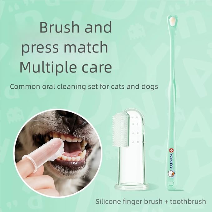 YANDY Dog Toothbrush,Pet Finger Tooth Brush,360 Degree Pet Tooth Brushing Kit,Cat Toothbrush, Canine Dental Care & Teeth Cleaning Kit