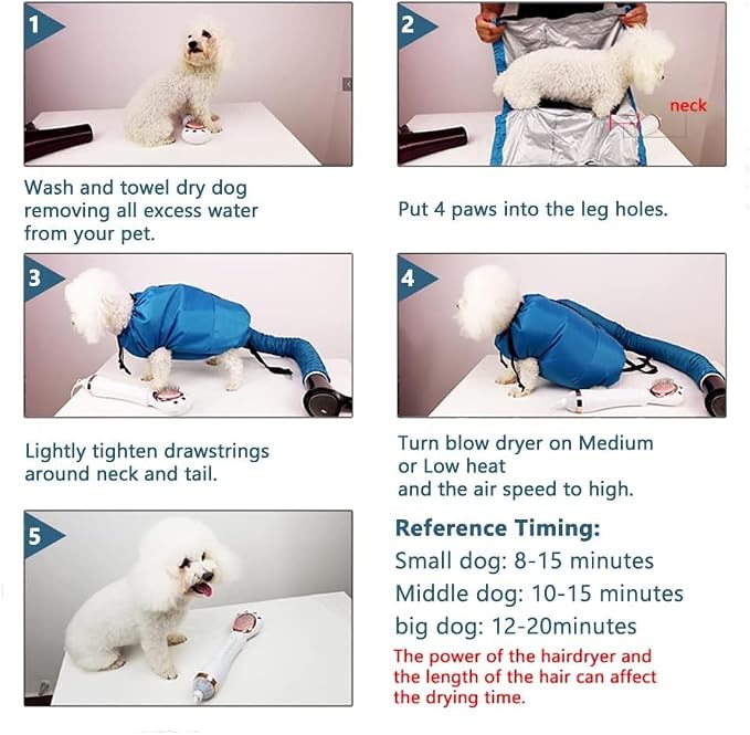 Dry Fast Portable Drying Bag - Hands-Free Dog Dryer Bag with 360° Airflow, Dual-Layer Mesh for Grooming & Fluffing Spray Application,Fits 25kg Pets, Folds to Travel Size