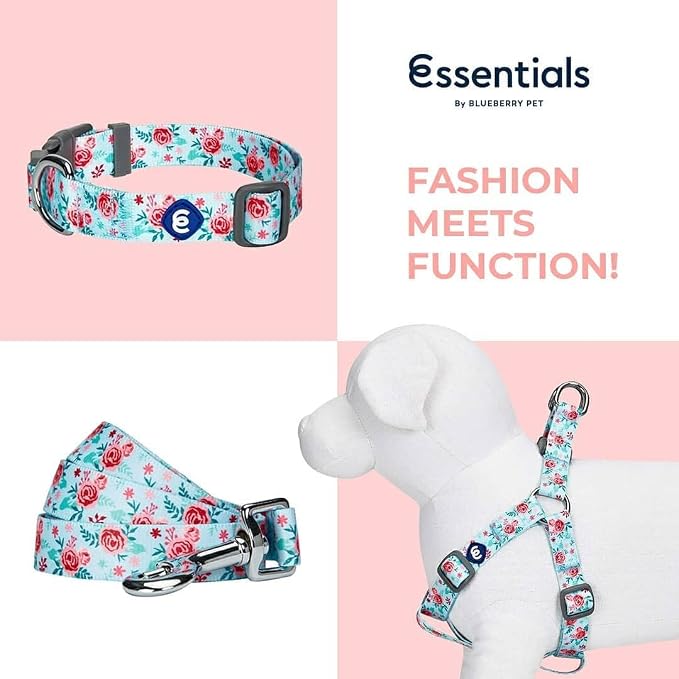 Blueberry Pet Essentials Spring Scent Inspired Garden Floral Dog Leash in Pastel Blue, 5 ft x 3/4", Medium, Leashes for Dogs