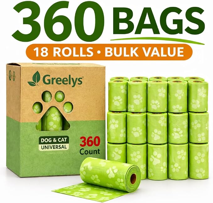 Dog Poop Bags 360 Count – Strong Leak-Proof, Easy Tear, Eco Friendly Biodegradable Waste Bags for Dogs & Cats, Unscented