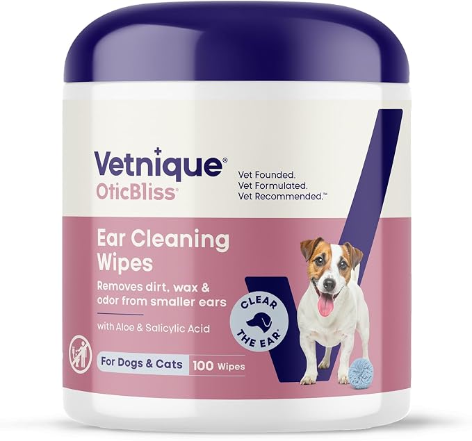 VETNIQUE Oticbliss Advanced Cleaning Ear Wipes, 100ct