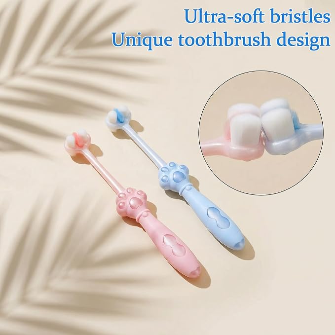 2 Pcs Puppy Tooth Brushing Kit 3-Sided Small Dog Toothbrush Puppy Toothbrushes Unique Head Teeth Brush Dogs Brush Addition Bad Breath Tartar Teeth for Small Medium Dogs