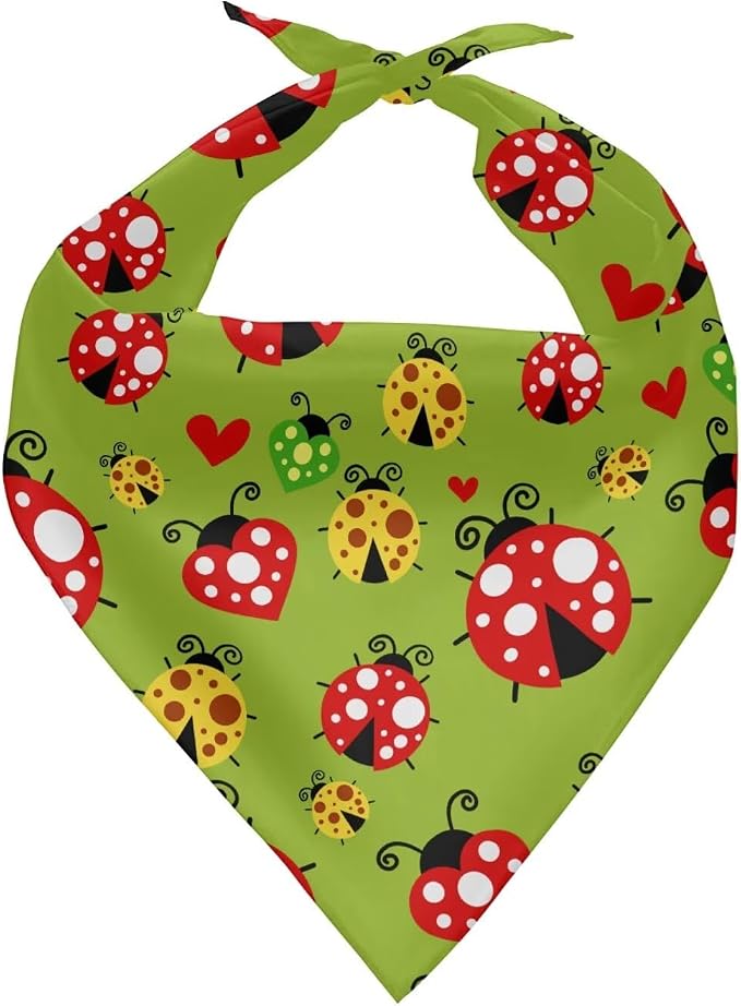 Forchrinse Colorful Ladybug Dog Bandanas, Medium, Small, Polyester, Colorful Ladybug