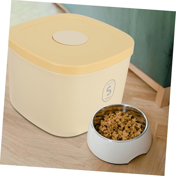 PRETYZOOM Pet Food Storage Bin and Dog Food Containers Airtight Vacuum Seal Small Yellow, Small, Yellow