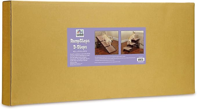 Pine Frame Dog RampSteps, 3 Step,Brown